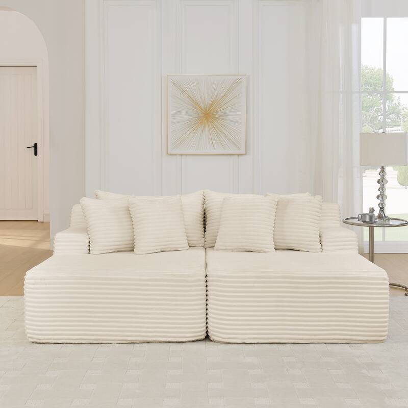 Roomfitters Two-Seater Lazy Sofa Lounge Chair, Compressed Velvet Sofa No Assembly, Fluffy Modern Indoor Lounge Chair