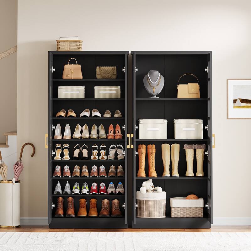 9-Tier Shoe Cabinet with Adjustable Shelves and Doors (71 Inches)