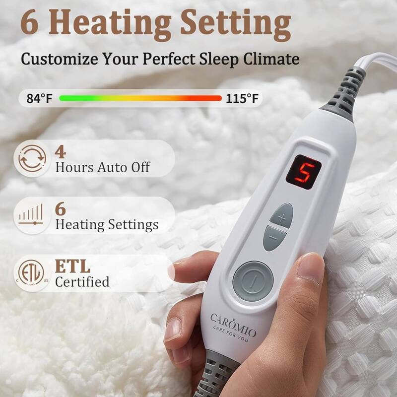 Heated Electric Blanket with LCD Dual Controller, White