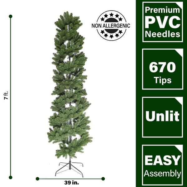 Fraser Hill Farm 7Ft Spiral Porch Tree in Metal Base, No lights Bed