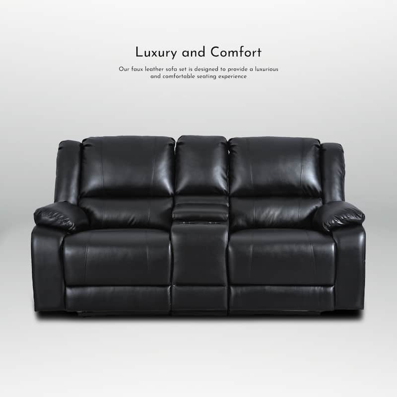 72" Width Modern Contemporary Faux Leather Manual Reclining Loveseat