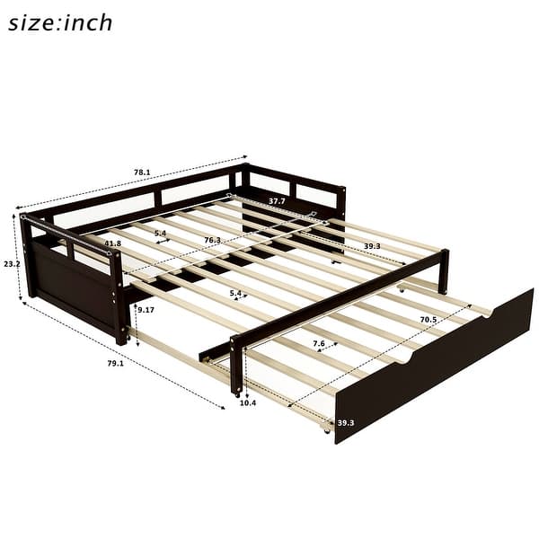 dimension image slide 2 of 3, Merax Twin/King Expandable Sleeper Daybed with trundle