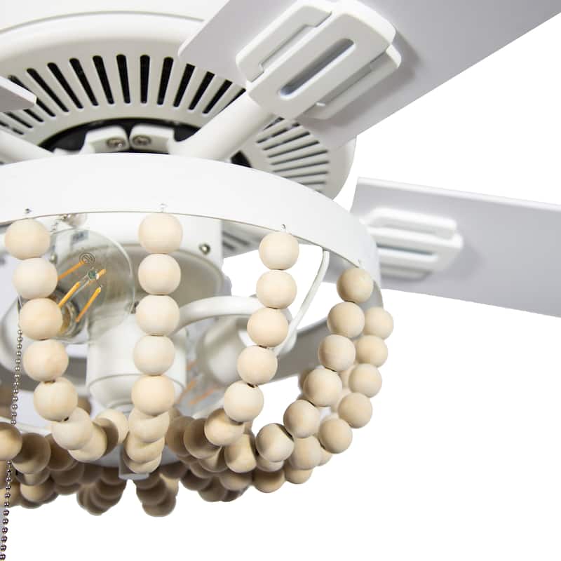 The Curated Nomad Delilah 52-inch Cream Wood Chandelier LED Ceiling Fan - Cream