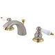 preview thumbnail 3 of 15, Kingston Brass Victorian Mini-Widespread Bathroom Faucet with Pop-Up Satin Nickel / Polished Brass