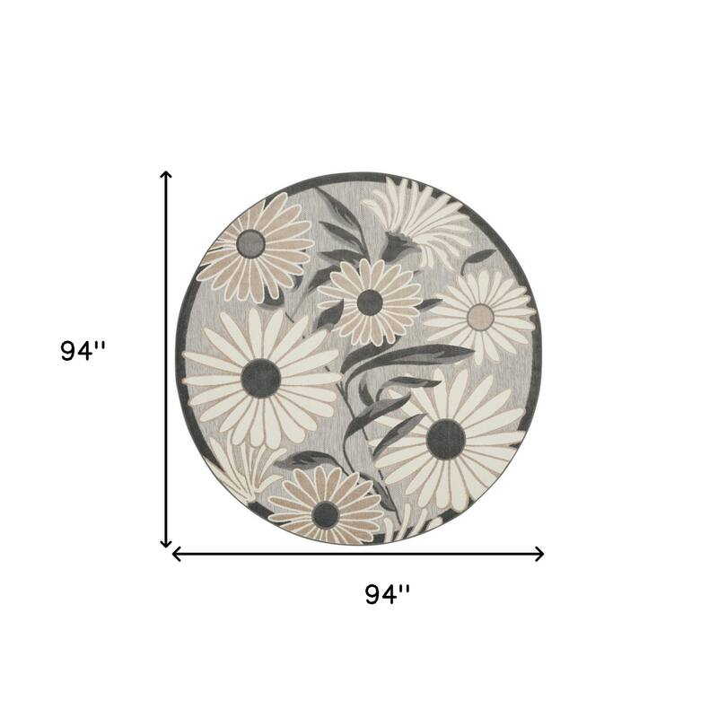 Allot Botanic Elegance Sun-Resistant Colors Trendy Modern Round Outdoor Rug - 8' Round
