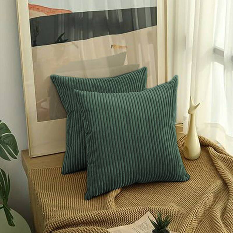 Set of 2 Modern Decorative Soft Corduroy Throw Pillows