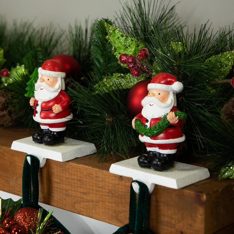 Santa Claus Christmas Stocking Holders - 4.75" - Set of 2