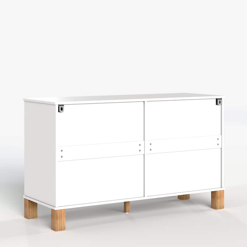 6-Drawer Double Dresser with Metal Handles & Solid Wood Legs, Kids Bedroom Storage Organizer