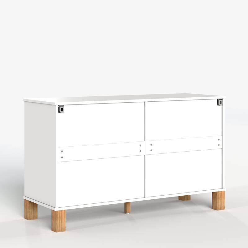 GDFStudio - Olive Haven Modern Wooden 6-Drawer Double Dresser with Solid Wood Legs