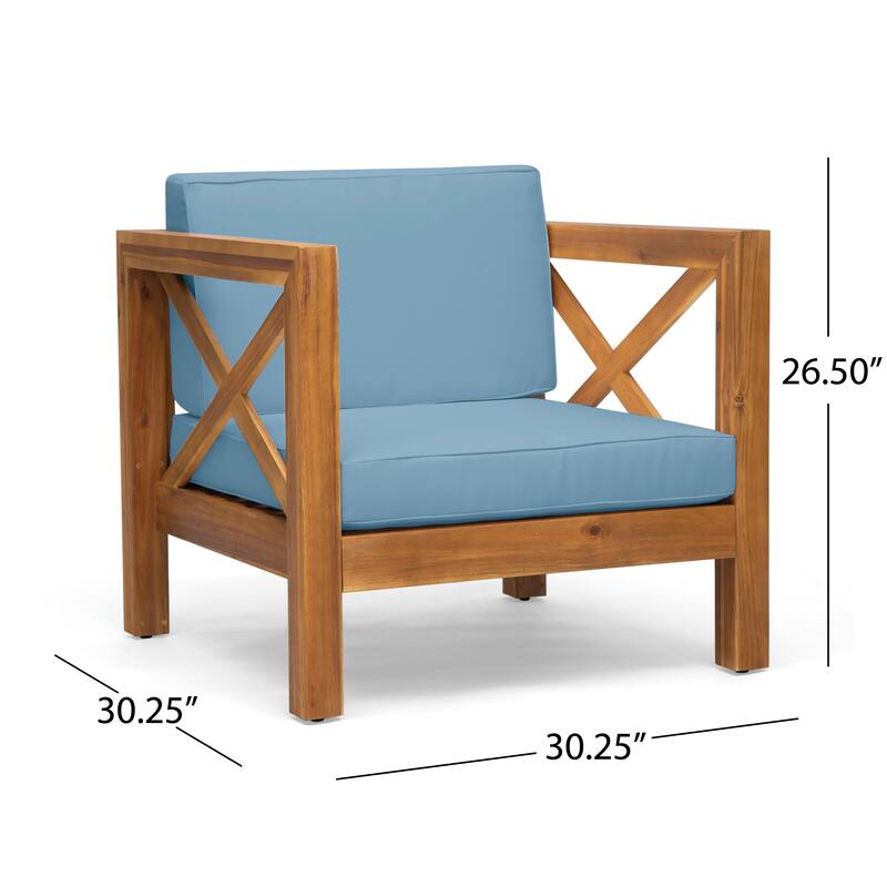 Brava Outdoor Acacia Club Chairs (Set of 2) by Christopher Knight Home