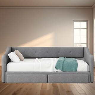 Extendable Daybed with Pop-up Trundle and Two Storage Drawers, Converts ...