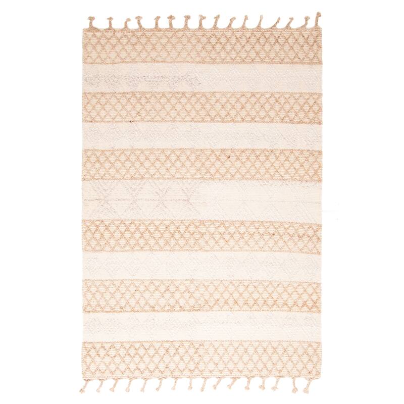 ECARPETGALLERY Braid weave Sienna Tan Wool Rug - 5'2 x 7'6