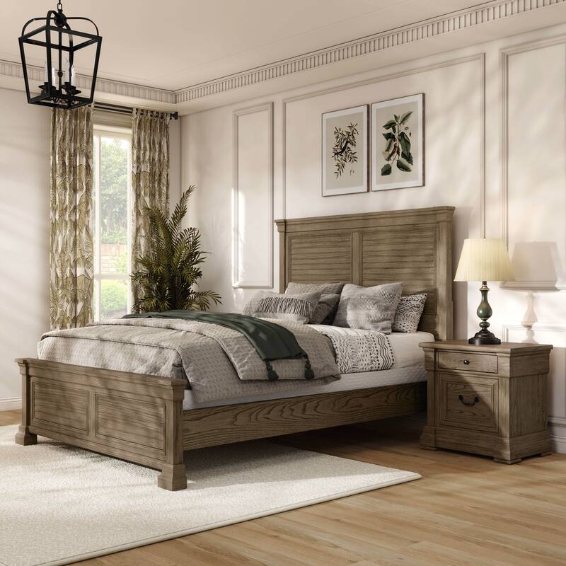 Furniture of America Wacine 2-Piece Weathered Grey Wood Panel Bedroom Set - Queen