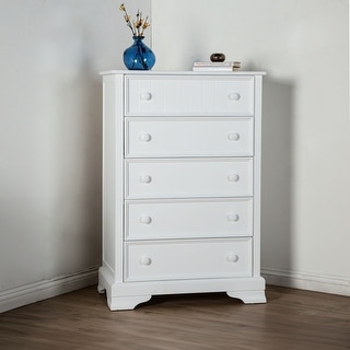 Furniture of America Gertie Modern White Rubberwood 5-Drawer Chest