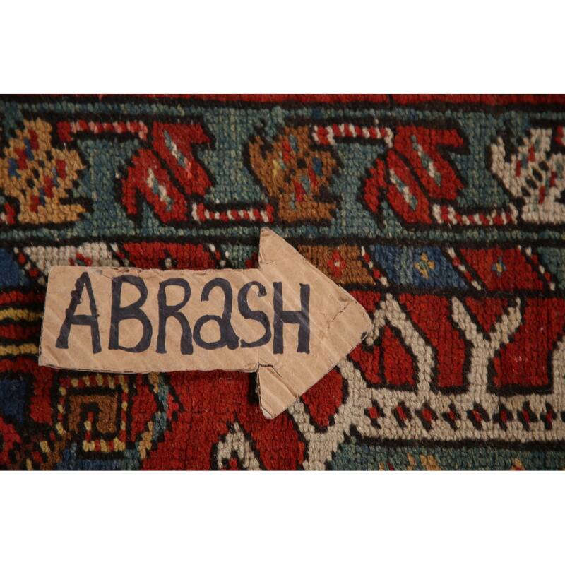 Vegetable Dye Antique Heriz Serapi Persian Runner Wool Carpet - 3'5" x 10'4"