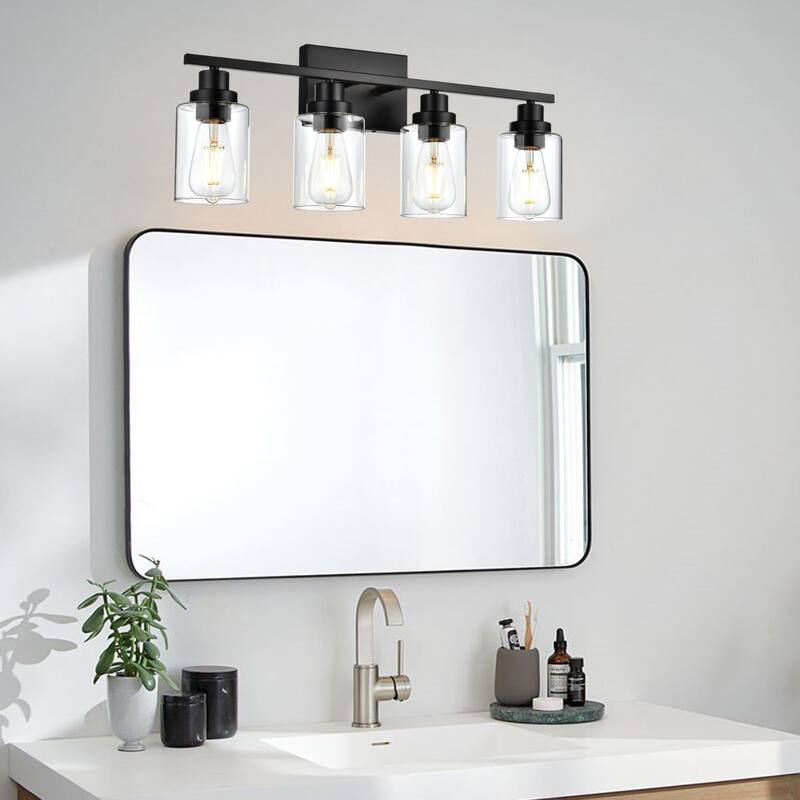 2-Light Black Bathroom Vanity Light - Black
