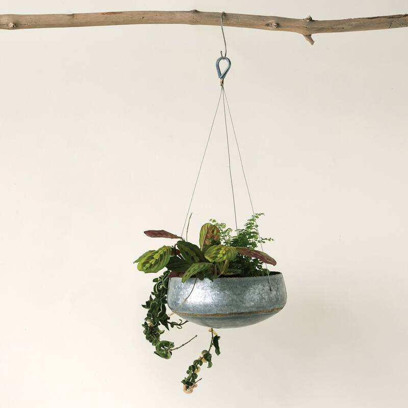 Grey & Gold Hanging Iron Planter