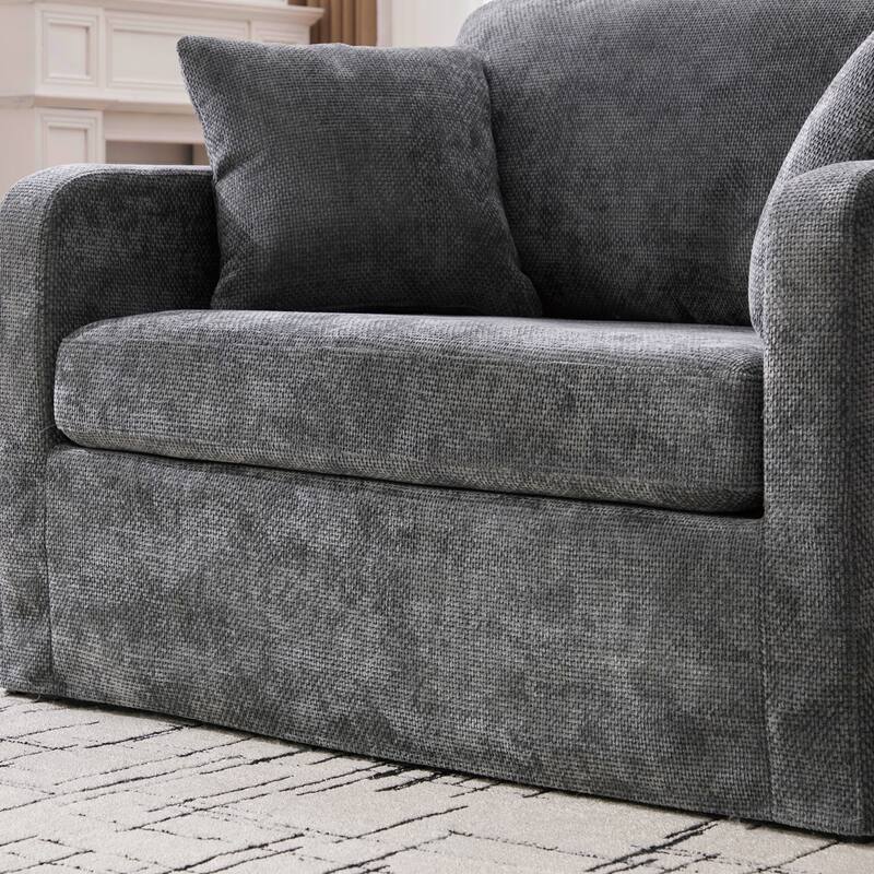 45.3"W Modern Chenille Leisure Chair, Reading ArmChair with 3 Pillows