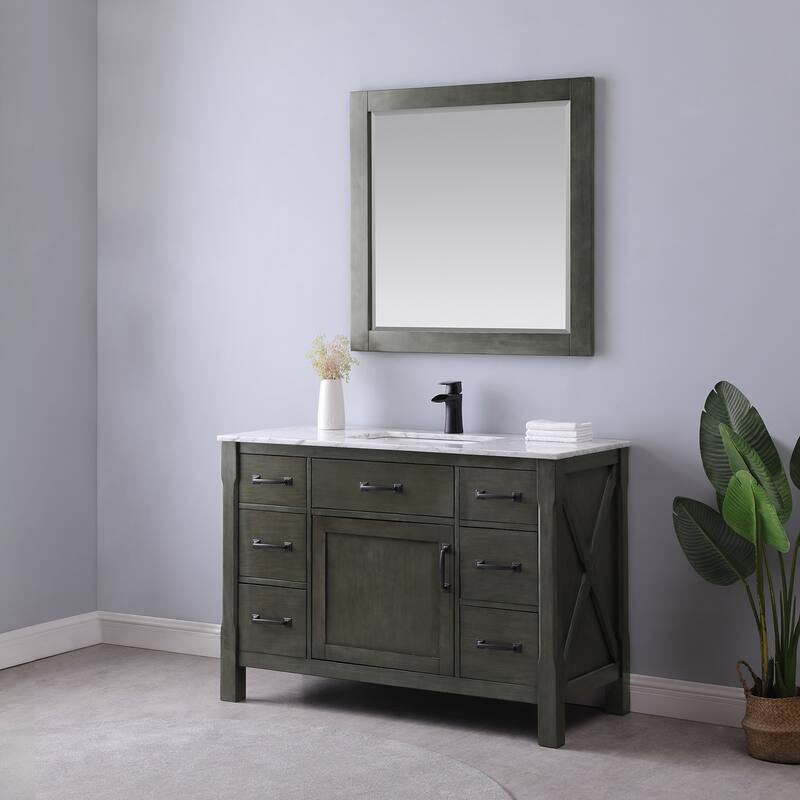 Altair Maribella Single Bathroom Vanity Set and Carrara White Countertop without Mirror