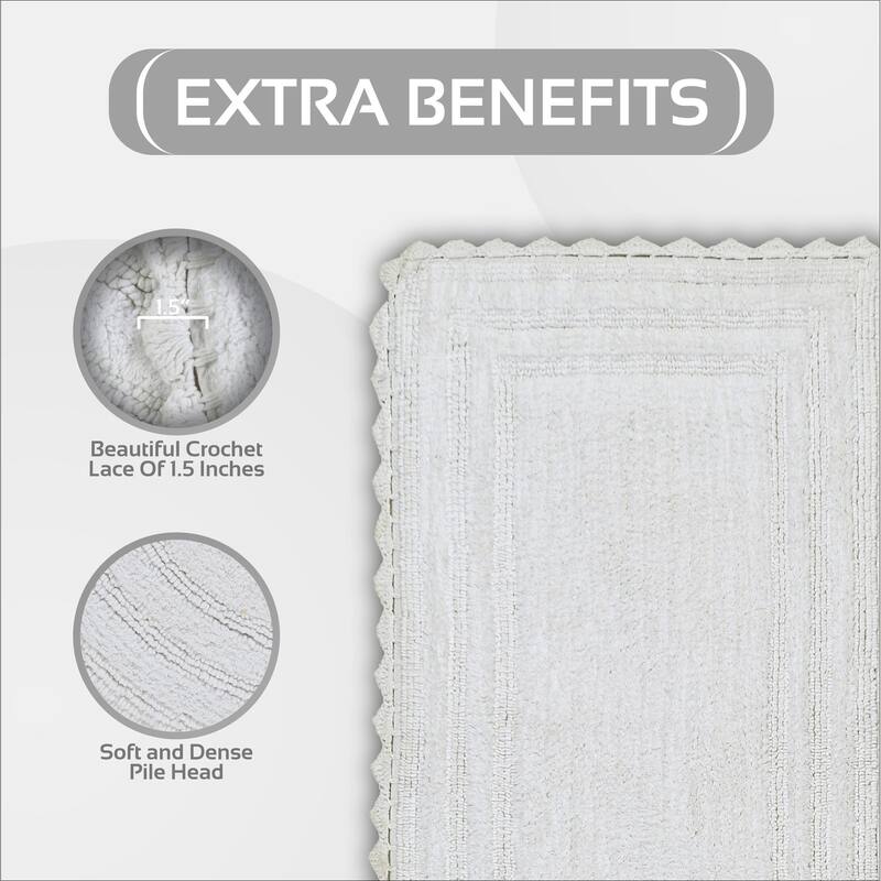 Better Trends Bath Rugs Set 100% Cotton Soft & Water Absorbent Tufted Bathroom Rug for Shower, Sink Bath Mats Lilly Crochet
