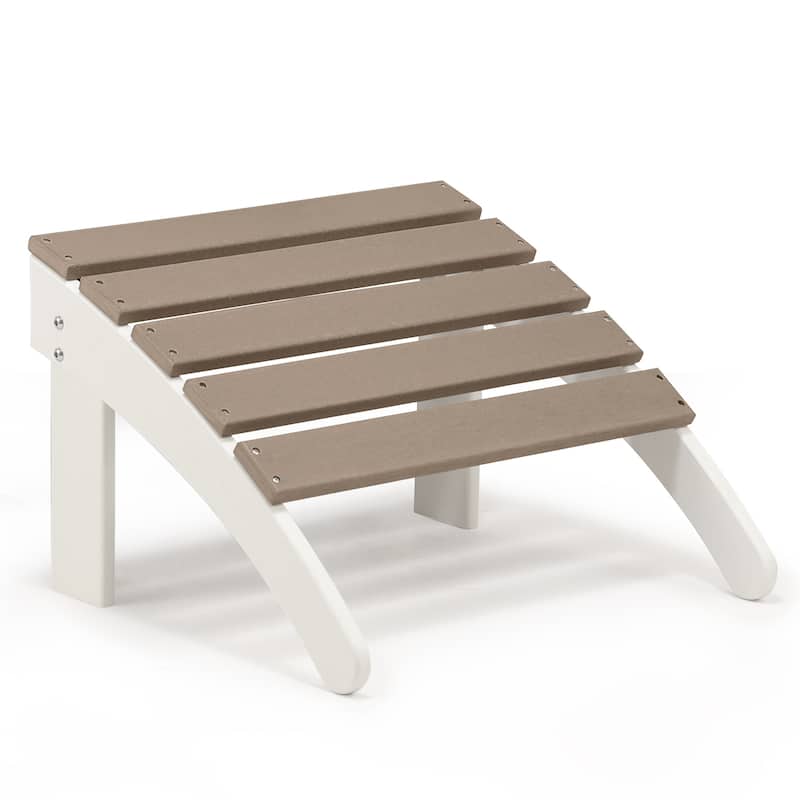 Aoodor Outdoor Adirondack Ottoman - Weather-Resistant HDPE Patio Footrest for Ultimate Relaxation - Brown