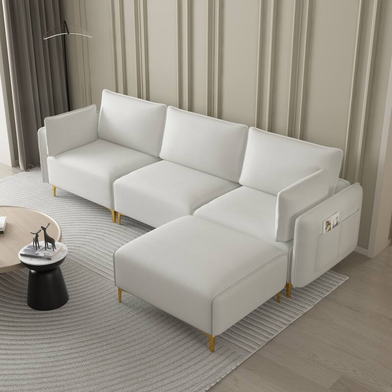 108''Modern Style LShaped Sectional Sofa with Removable Ottoman and