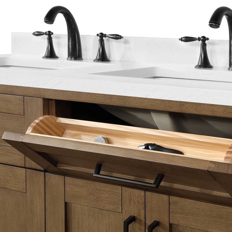 OVE Decors Tahoe 48 in. Double Sink Bathroom Vanity in Brushed Almond Latte