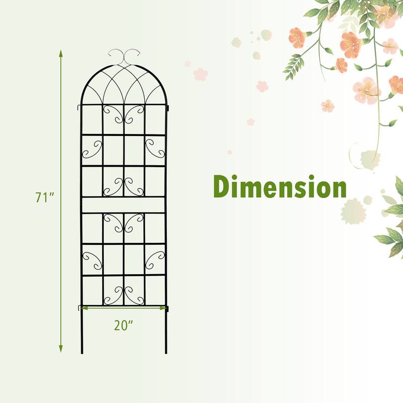 Gymax 71'' Tall Metal Garden Trellis for Climbing Plants 6 Pack Fence