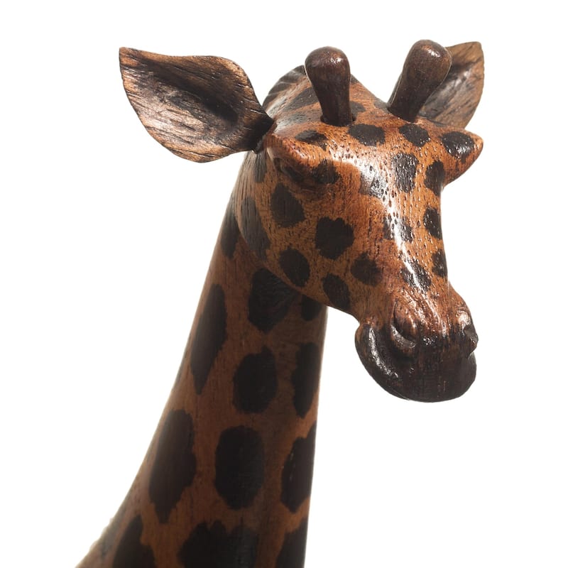 Novica Handmade Elegant Giraffe Wood Cellphone Holder