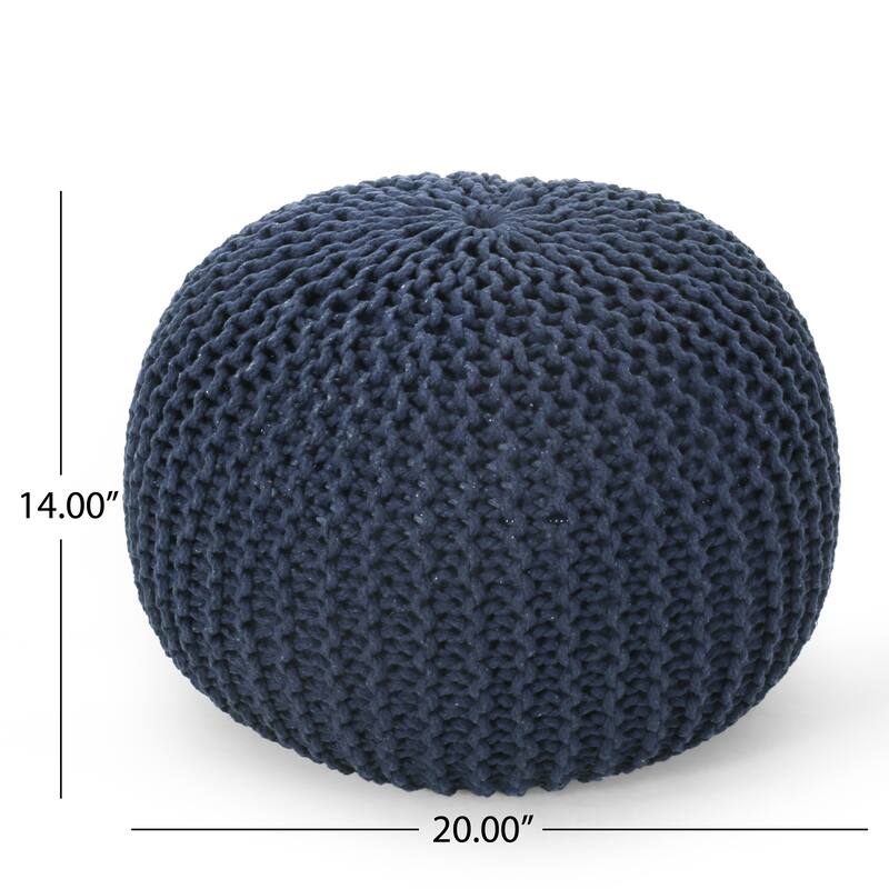 Bordeaux Knitted Cotton Round Pouf,Comfortable choice, multiple functions, classic design, and cozy corners
