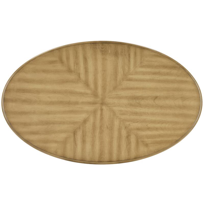 42 Inch Oval Wood Coffee Table with 2-Tier Open Shelf