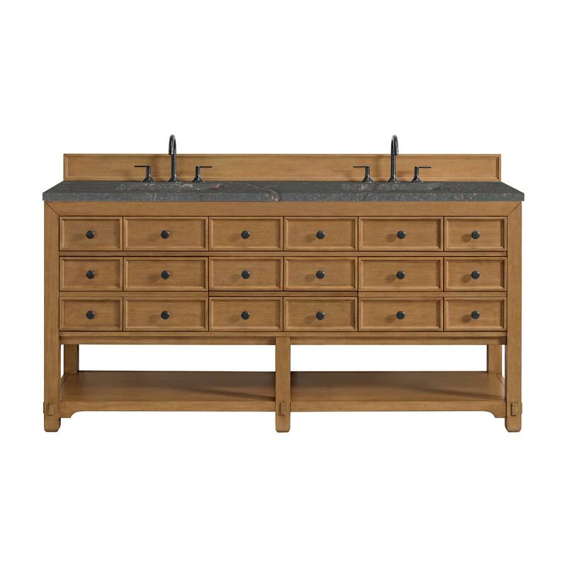 James Martin Vanities 505-V72-3PBL Malibu 72" Free Standing Double - Amber Birch - Wood Finish