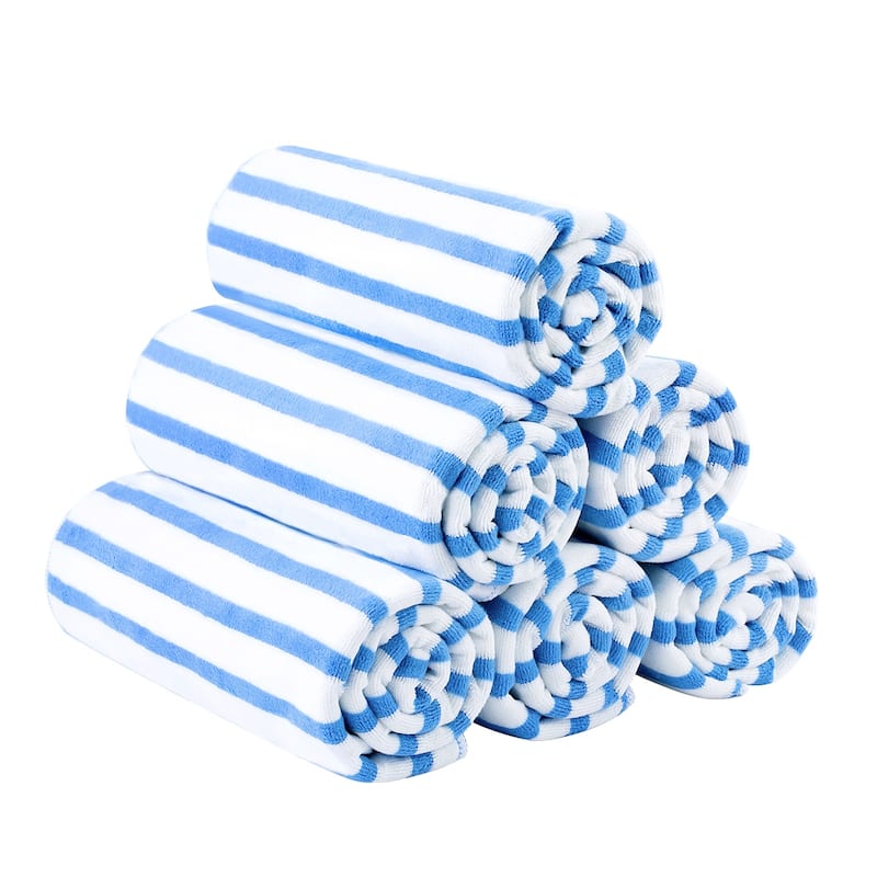 6-pack Cabana Striped Beach Towel Bath Towel - Blue