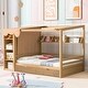 preview thumbnail 2 of 25, Multifunction Full Size House Bed Frame w/ 2 Drawers & Built-in Wardrobe(with Curtain), Wood Storage Bed Frame for Kids, Teens