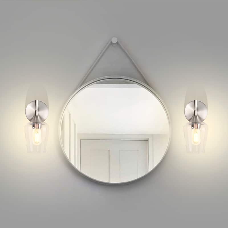 Brushed Nickel 1-Light Indoor Wall Sconce with Clear Glass Shade - Brushed Nickel