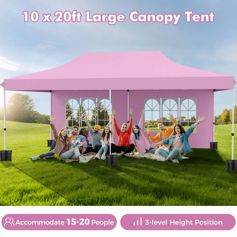 Costway 10 x 20 FT Pop up Canopy Outdoor Canopy Tent with 6 Sidewalls