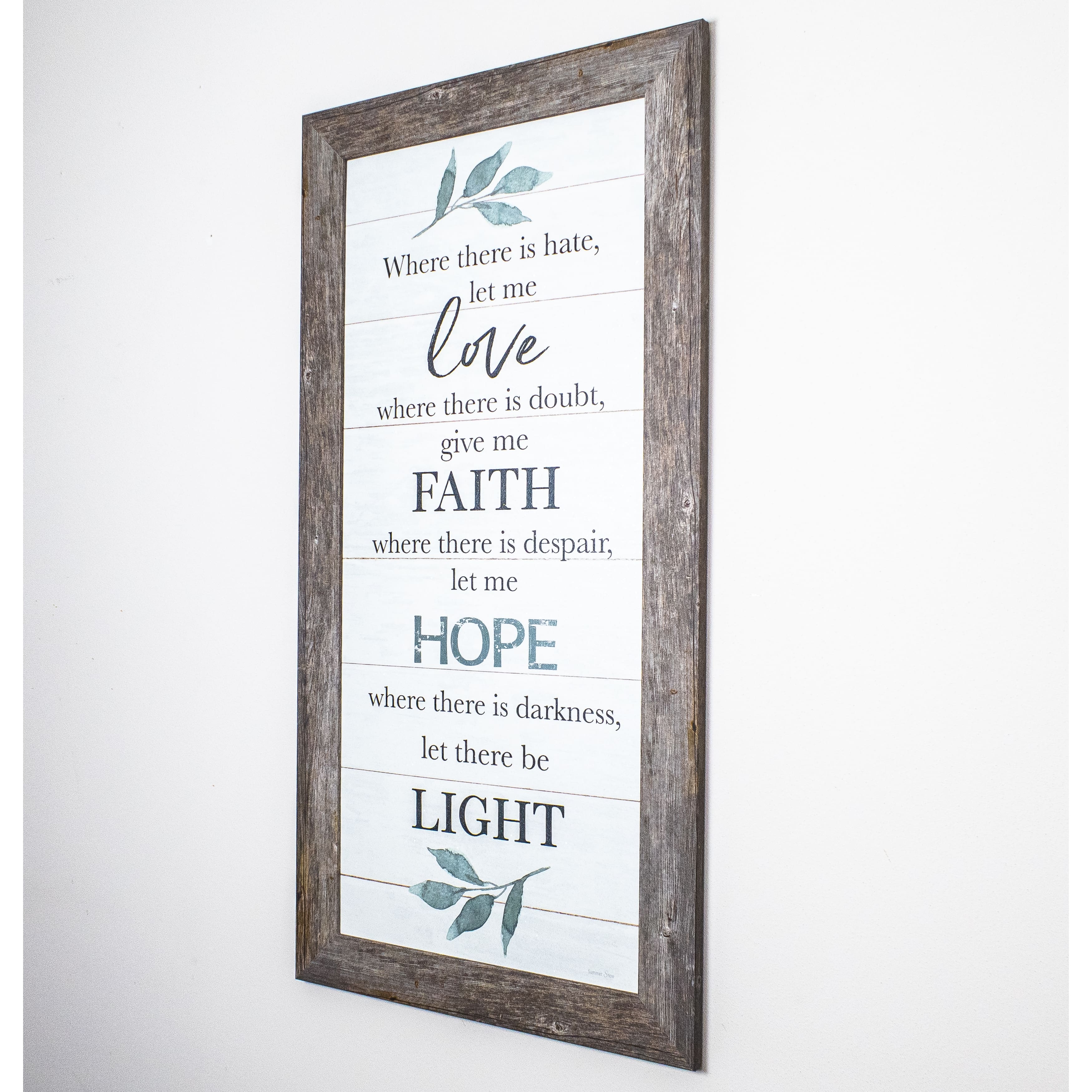 Where There Is Hate Let Me Love, Faith, Hope and Light Religious Decor ...