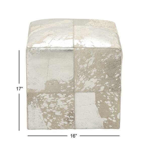 dimension image slide 2 of 4, Glam Leather Stool 16 x 16 x 16