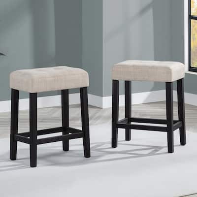 Best Master Furniture Delane Beige Charcoal Backless Bar Stool (Set of 2) - N/A