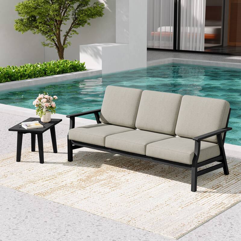 2-Piece Teak Outdoor Sofa Set with Table