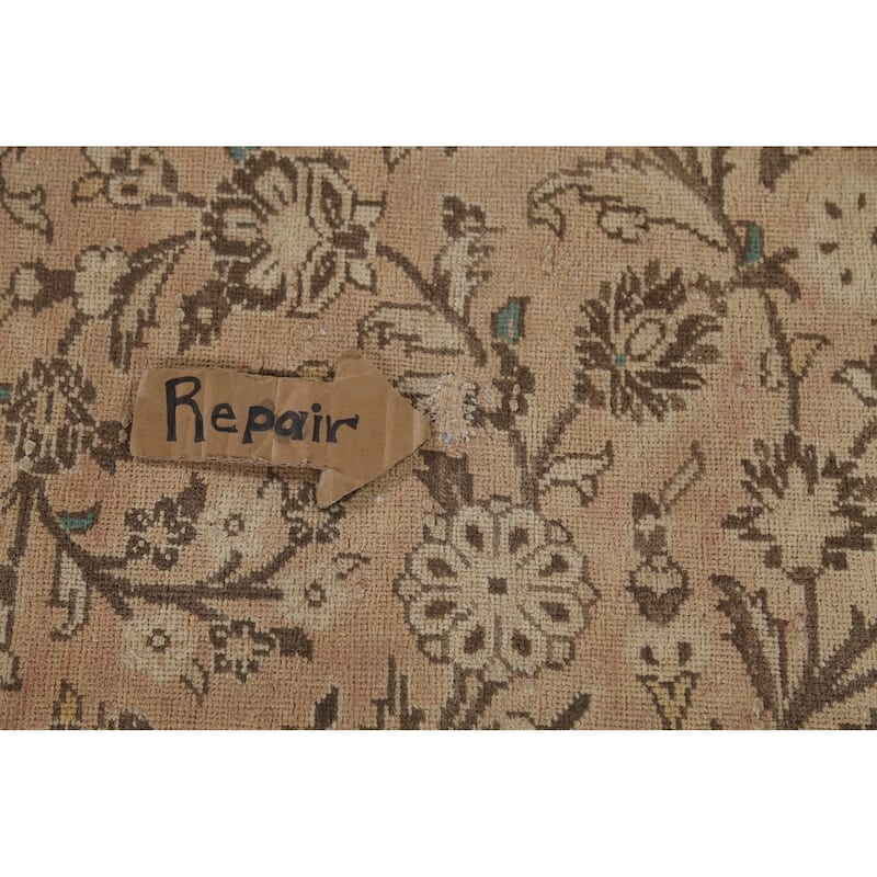 Traditional Mashad Persian Vintage Rug Handmade Wool Carpet - 9'10"x 12'11"
