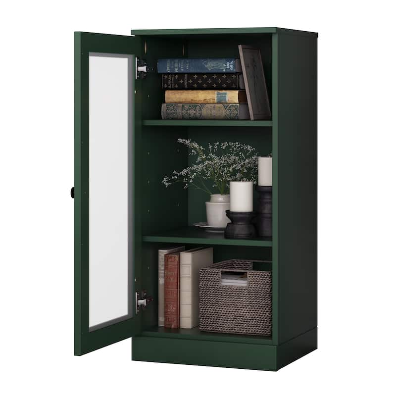 Palace Imports 100% Solid Wood 3-Shelf Bookcase with Frosted Glass Door and Adjustable Shelves