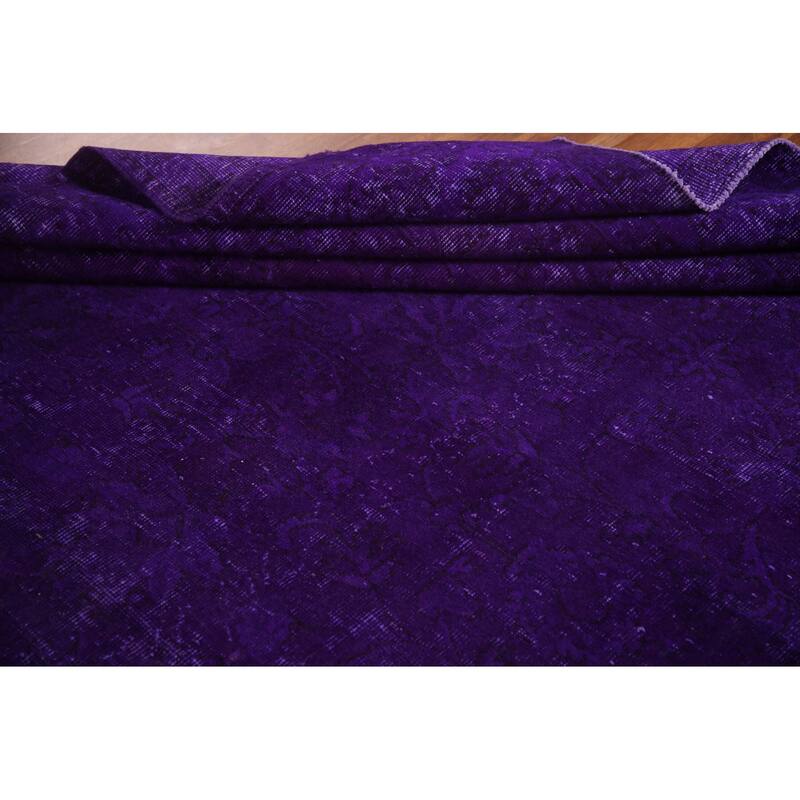 Purple Over-Dyed Anatolian Turkish Vintage Rug Handmade Wool Carpet - 6'10"x 10'7"