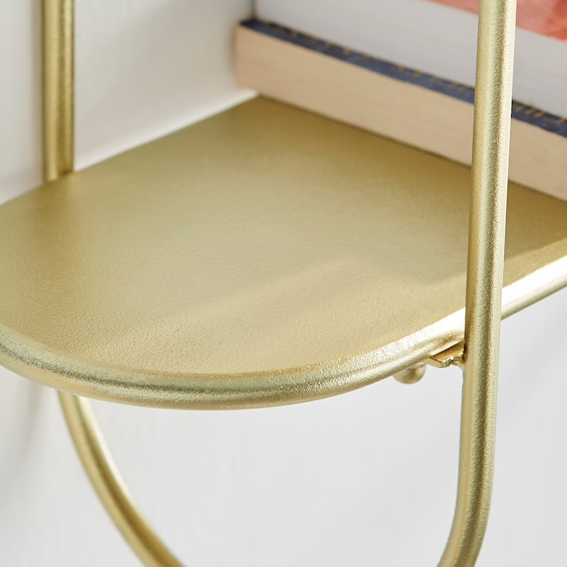 Danya B. Two-Tier Warm Gold Metal Hanging Bracket Wall Mounted Shelf