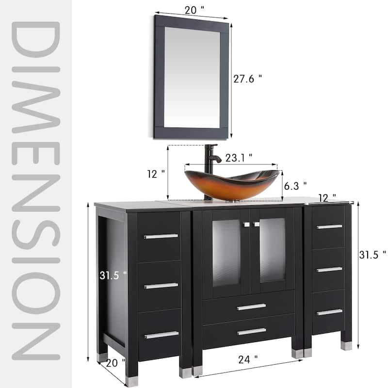 48" Bathroom Vanity with Sink Set Side Cabinet Combo