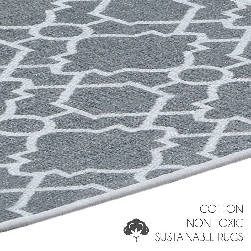 Geometric Design 3 Piece Bathroom Rugs Set - Non-Slip Ultra Thin Bath Rugs for Bathroom Floor - Washable Bathroom Mats Set