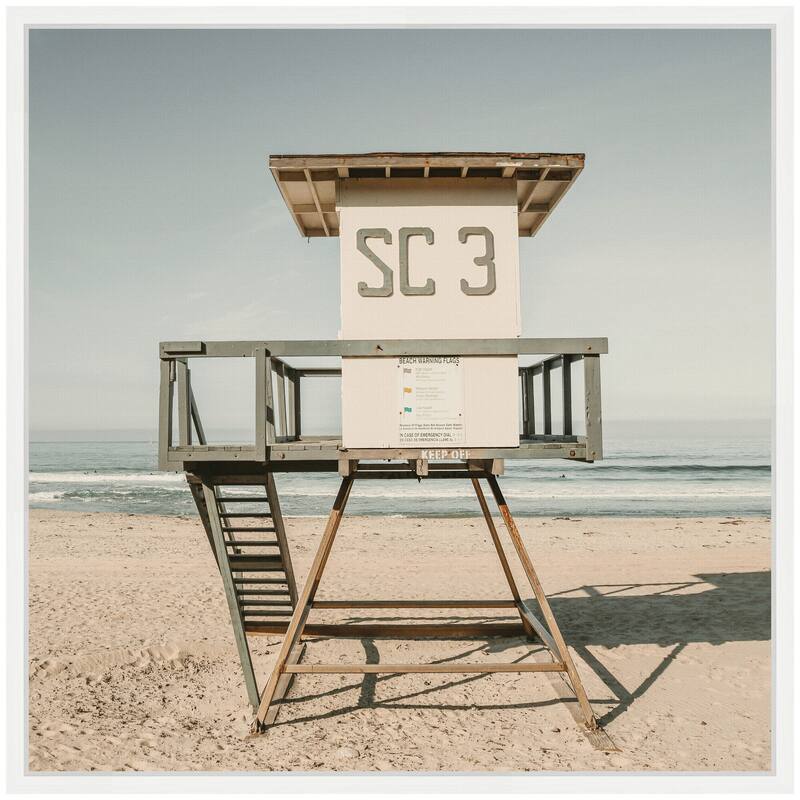 Kate and Laurel Sylvie SC3 Lifeguard Tower Framed Canvas by Alicia Bock