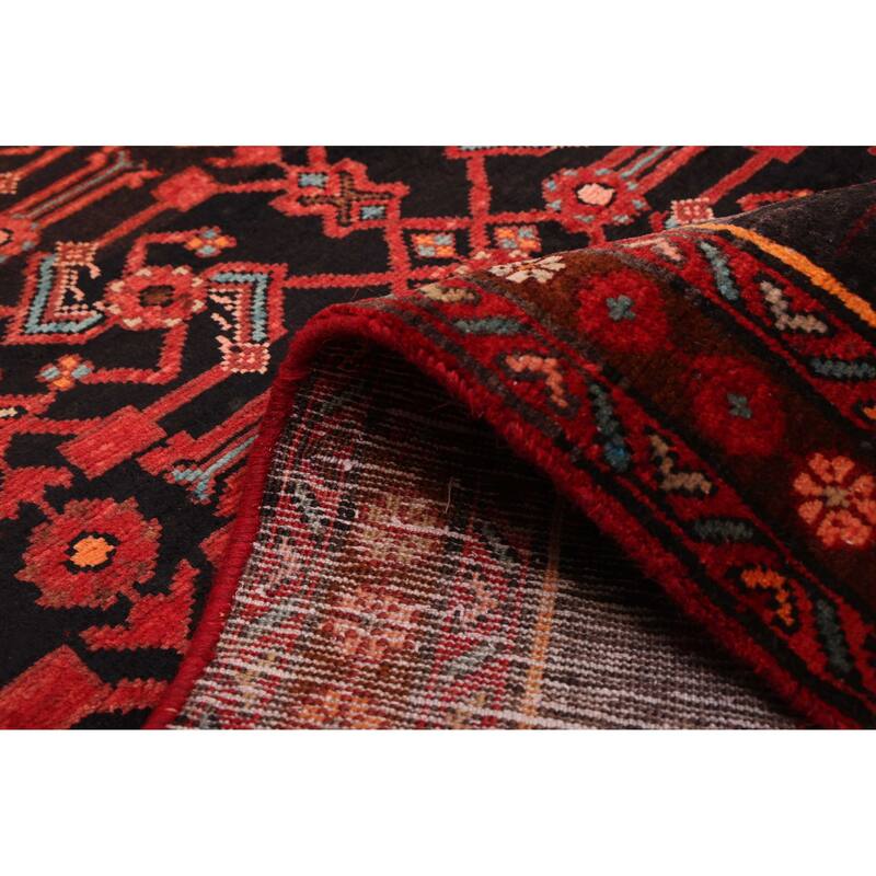 ECARPETGALLERY Hand-knotted Andelz Black, Red Wool Rug - 3'4 x 10'10