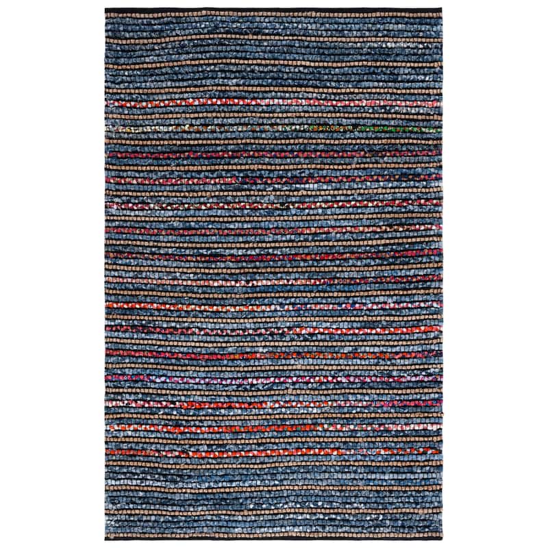 SAFAVIEH Handmade Cape Cod Innocenta Boho Coastal Rug - 6' Square - Natural/Blue