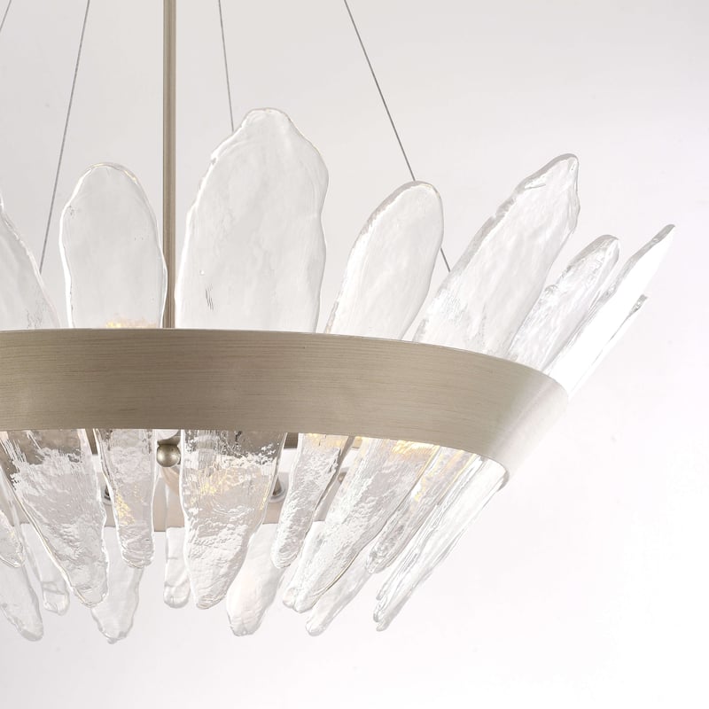 Marta 4-Light 29" Modern Handcrafted Glass Chandelier - Brushed Champagne Silver